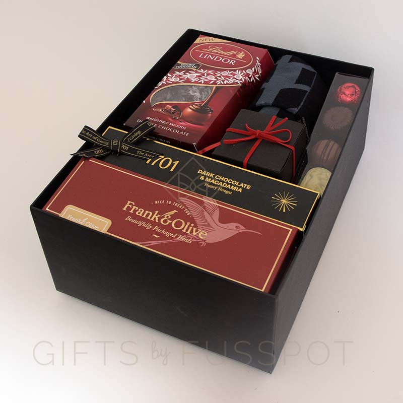 Nuts Chocolates & Socks Gift Box for Him | Luxury Gifts by Fusspot